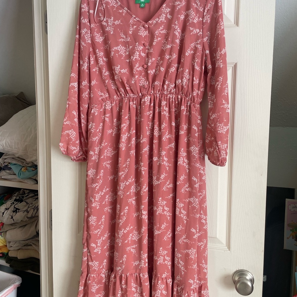 Dip Pink Floral Midi Dress